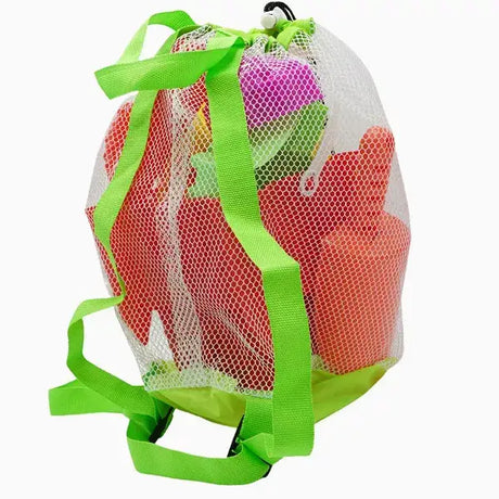 4E's Novelty 13 Beach Sand Toys for Kids – Sand Castle Bucket with Shovel & Large Molds, Includes Mesh Beach Bag for Toddlers, Perfect for Kids 3-10