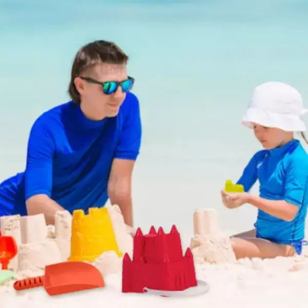 4E's Novelty 13 Beach Sand Toys for Kids โ Sand Castle Bucket with Shovel & Large Molds, Includes Mesh Beach Bag for Toddlers, Perfect for Kids 3-10