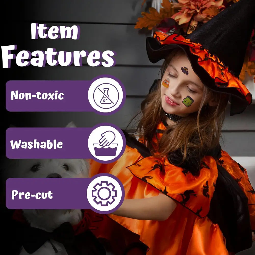 4E’s Novelty 144 Halloween Tattoos for Kids – 2’’ Non-Toxic Pre-Cut Temporary Tattoos Goodie Bag Fillers - Arts & Crafts