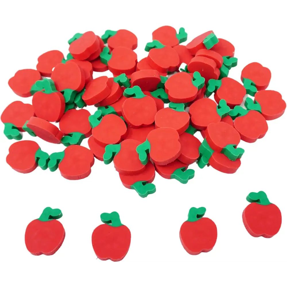 4Eโs Novelty 144 Mini Apple Erasers: Perfect for Classroom Math Manipulatives Welcome Back to School Gifts Teacher