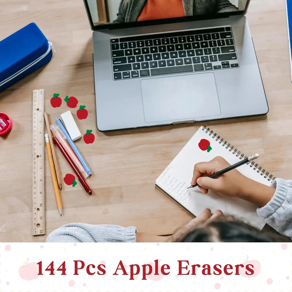 4Eโs Novelty 144 Mini Apple Erasers: Perfect for Classroom Math Manipulatives Welcome Back to School Gifts Teacher