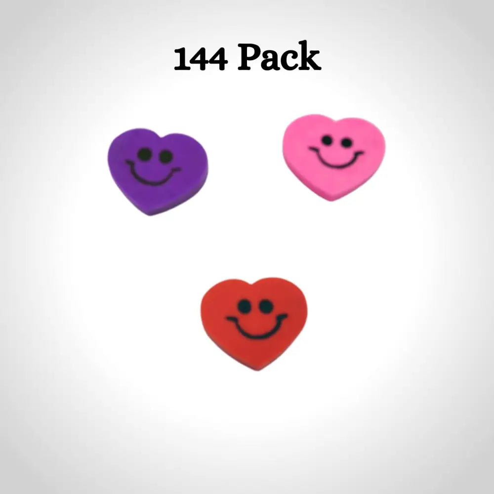 4E’s Novelty 144-Pack Mini Heart Erasers – Candy Alternative Valentine Party Favors for Kids