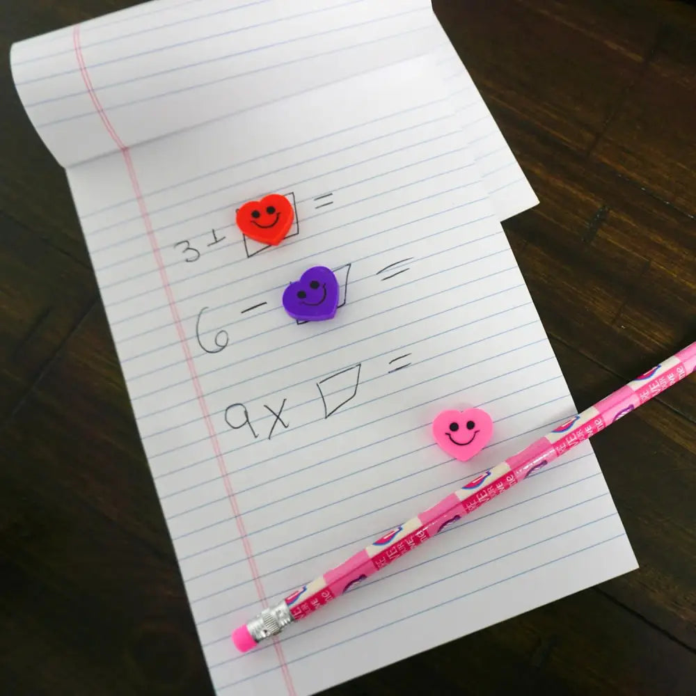 4E’s Novelty 144-Pack Mini Heart Erasers – Candy Alternative Valentine Party Favors for Kids