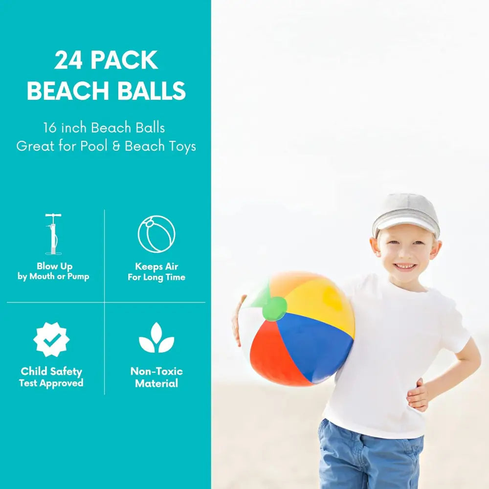 4E’s Novelty 16 Inch Inflatable Beach Balls Bulk 24 Pack Beach Ball