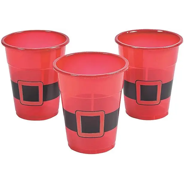 4E’s Novelty 16 oz Christmas Cups for Party - 50 Pack Christmas Party Disposable Plastic Cups with Santa & Humorous