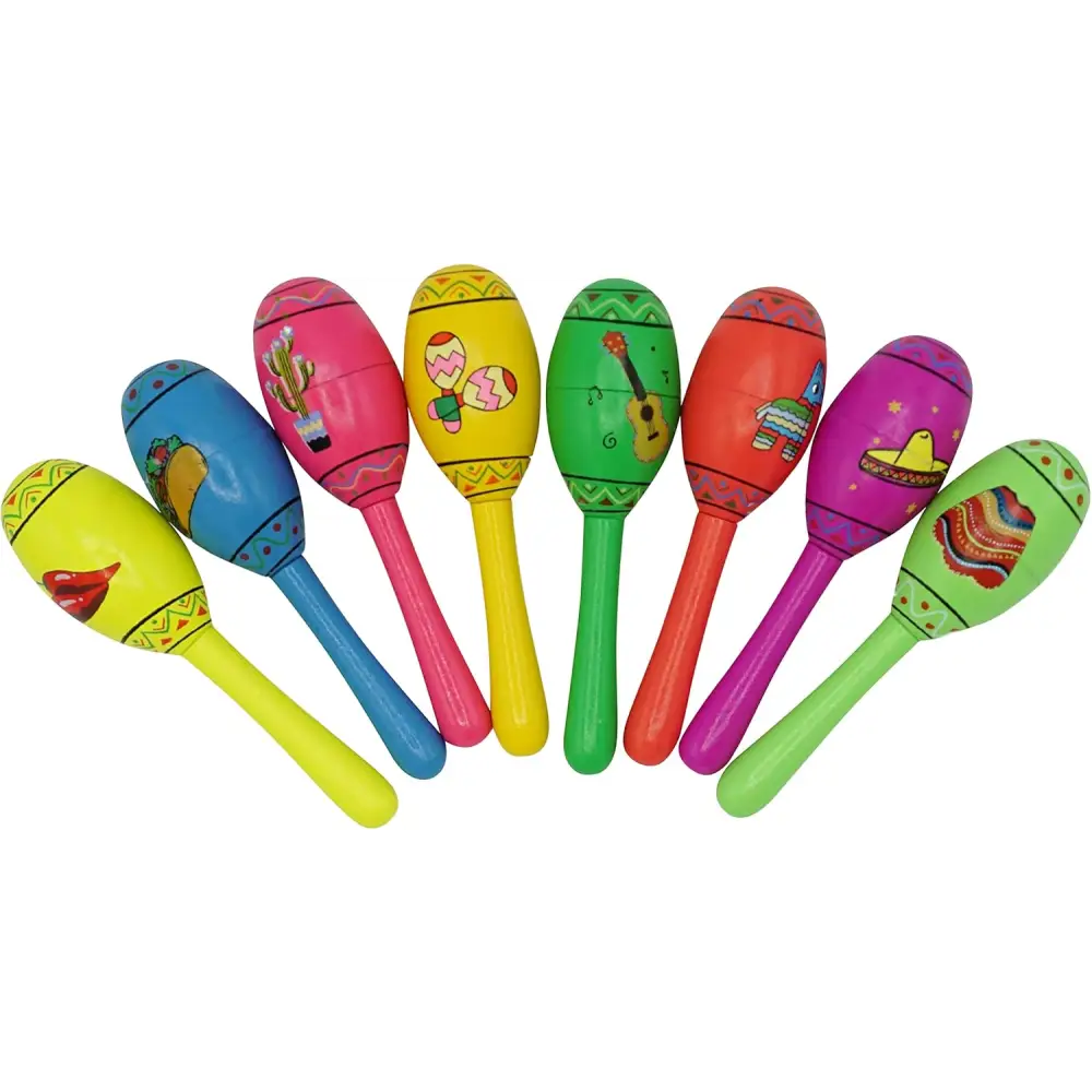 4E’s Novelty 16 Pcs Wooden Mini Maracas – Vibrant Party Favors for Kids & Adults Perfect for Any Celebration