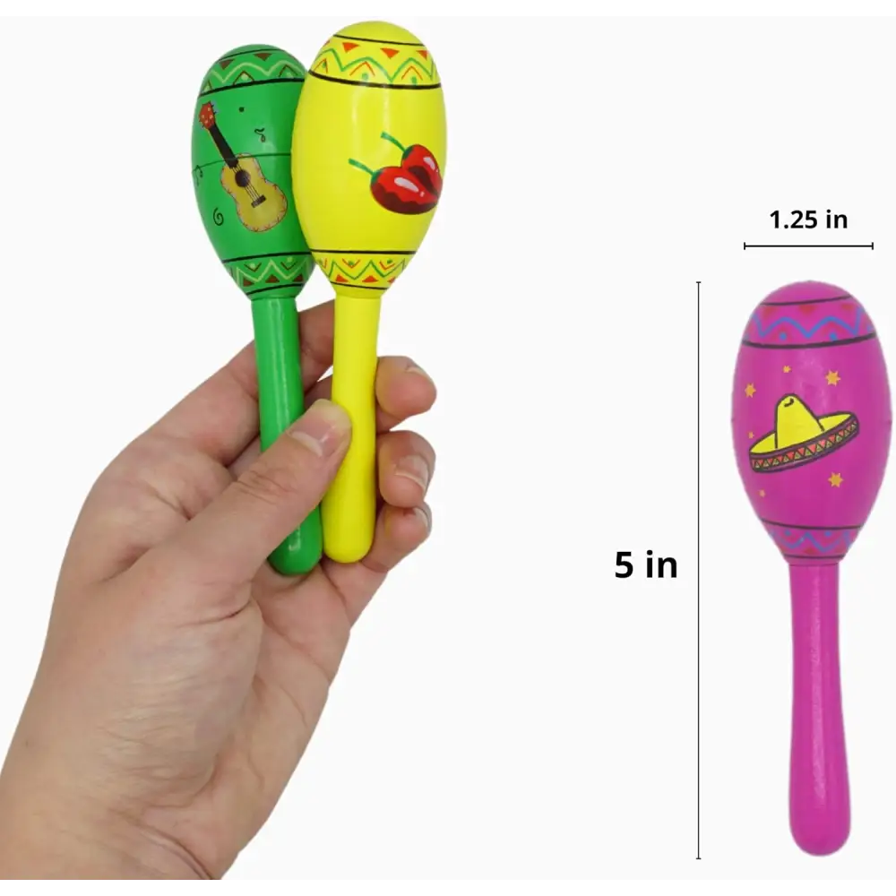 4E’s Novelty 16 Pcs Wooden Mini Maracas – Vibrant Party Favors for Kids & Adults Perfect for Any Celebration