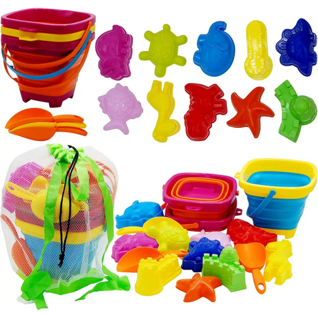4E’s Novelty 17 Pcs Beach Toys Set – Collapsible Beach Toys - Beach & Sand Toys