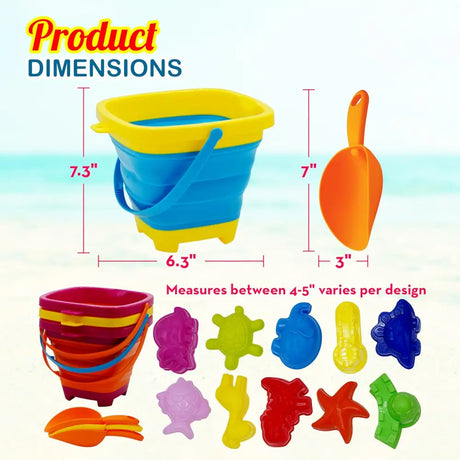 4E’s Novelty 17 Pcs Beach Toys Set – Collapsible Beach Toys - Beach & Sand Toys