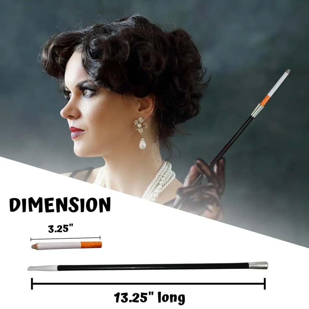4E’s Novelty 2 Fake Cigarettes & 2 Long Cigarette Holders – 3.25’’ Prop Cigarettes with Smoke 13.25’’ Holder
