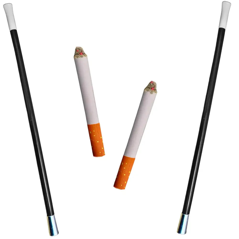 4E’s Novelty 2 Fake Cigarettes & 2 Long Cigarette Holders – 3.25’’ Prop Cigarettes with Smoke 13.25’’ Holder