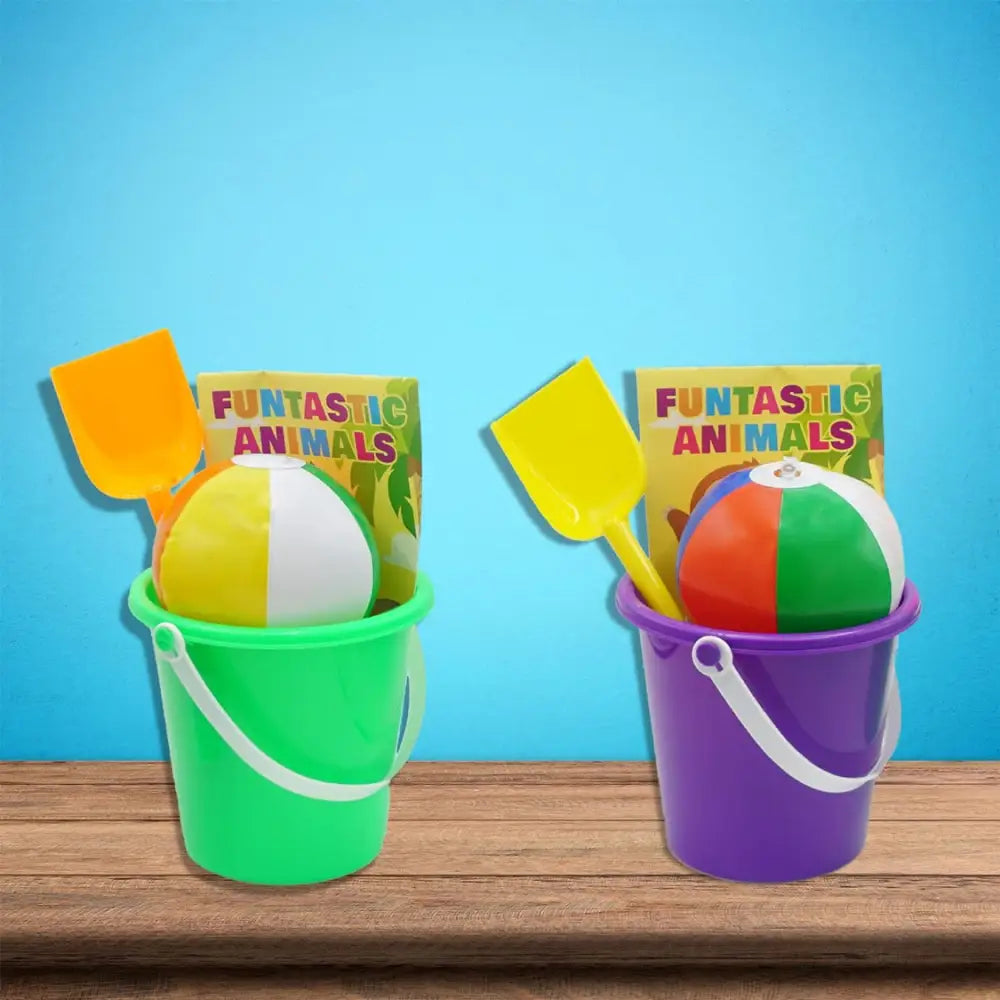 4E’s Novelty 2 Pack Beach Buckets with Shovels – 7.5’’ Sand Toys for Kids - 7.5 inches 2 packs - Beach & Sand Toys