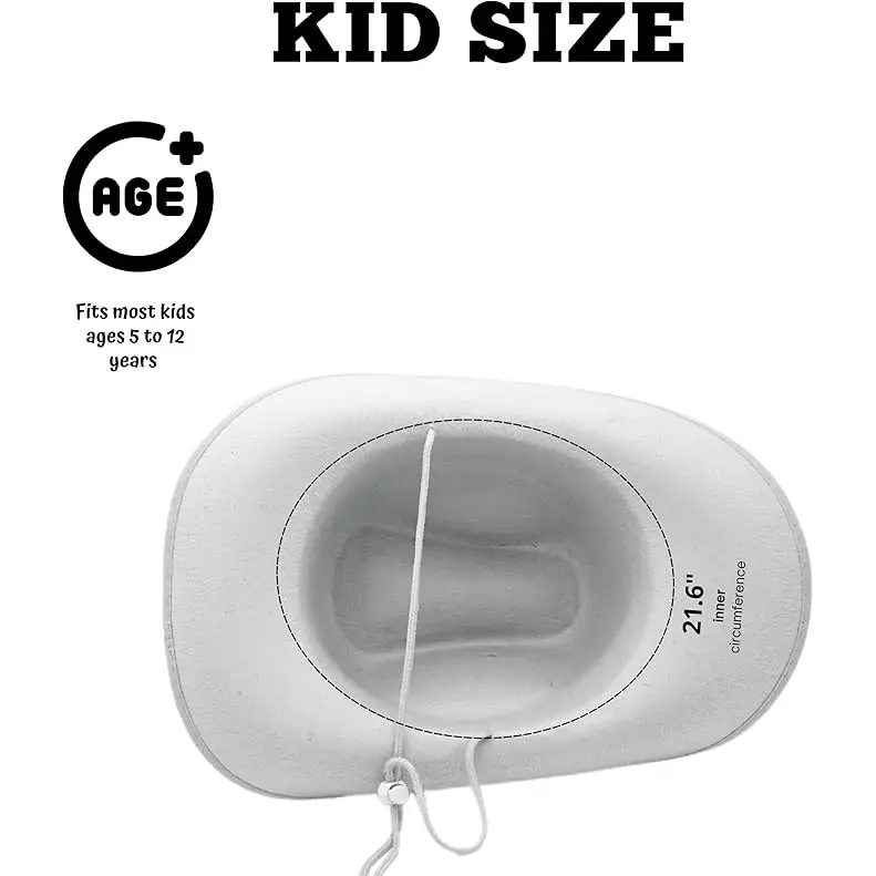 4E’s Novelty 2 Pack Kids Cowboy Hat - White Cowboy Hats with Chin Strap for Boys & Girls Ages 5-12 Dress-Up Fun