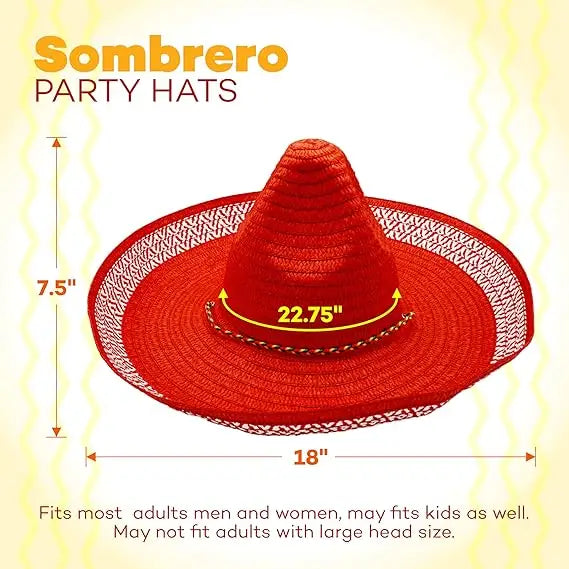 4E’s Novelty 2 Pack Sombrero Hats for Cinco de Mayo – Mexican Party Hats with Chinstrap