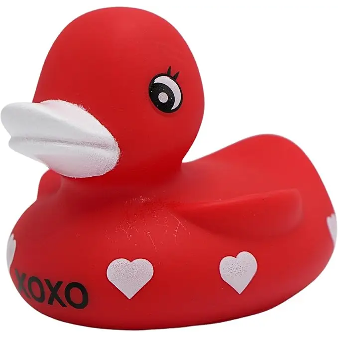 4E’s Novelty 2-Pack Valentines Rubber Duck – 3 Red Rubber Ducky with XOXO for Goodie Bags