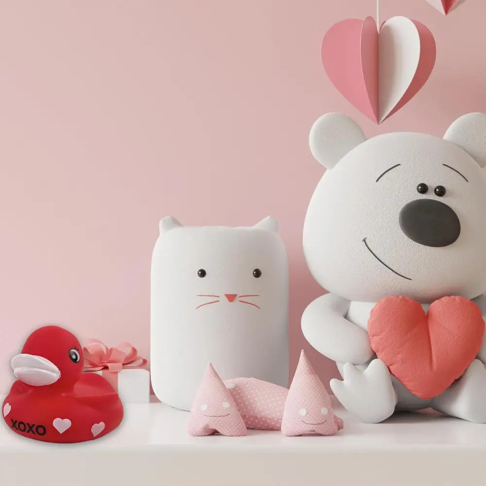 4E’s Novelty 2-Pack Valentines Rubber Duck – 3 Red Rubber Ducky with XOXO for Goodie Bags