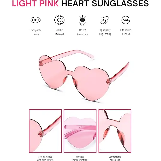 4E's Novelty 2 Packs Cowboy Hat with Heart Shaped Sunglasses - Felt White & Pink Cowgirl Hat with Sequins for Women Bachelorette Party Dress Up Accessory