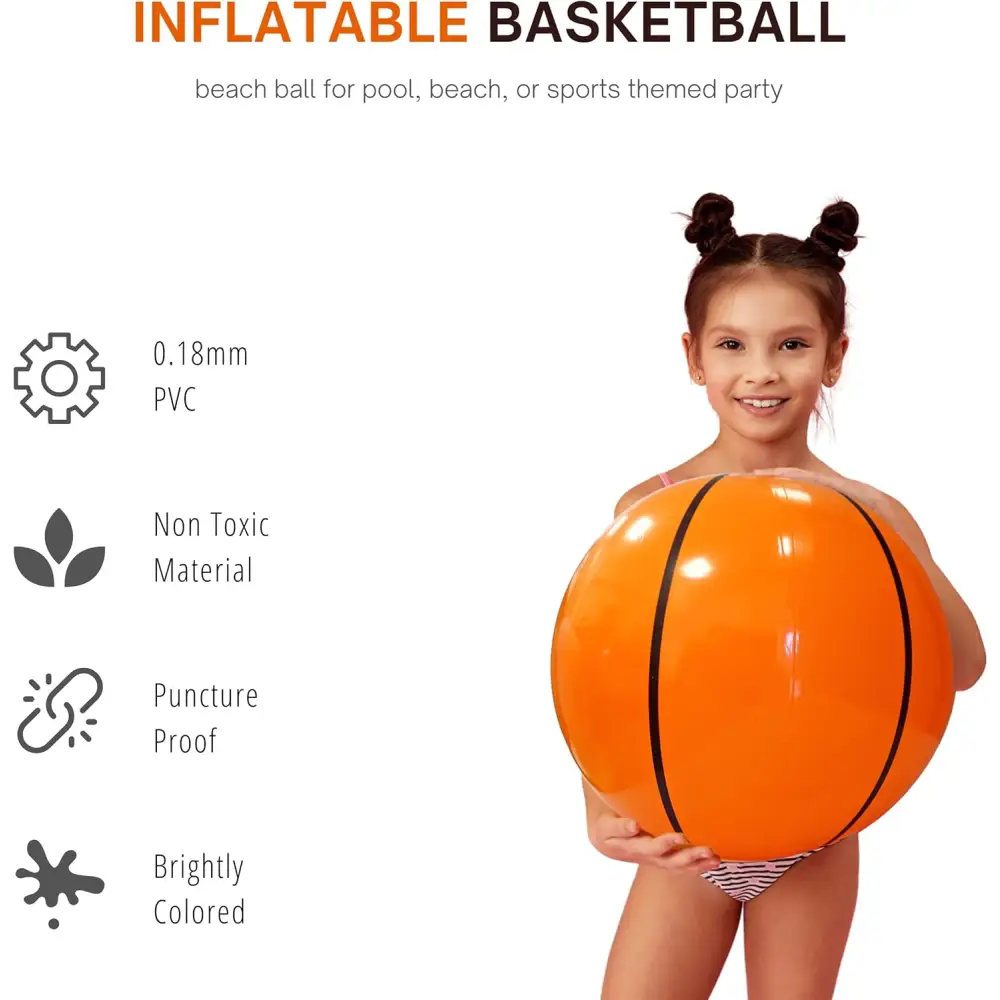 4Eโs Novelty 20โโ 3 Pack Inflatable Basketballs โ Giant Basketball Party Decorations & Supplies