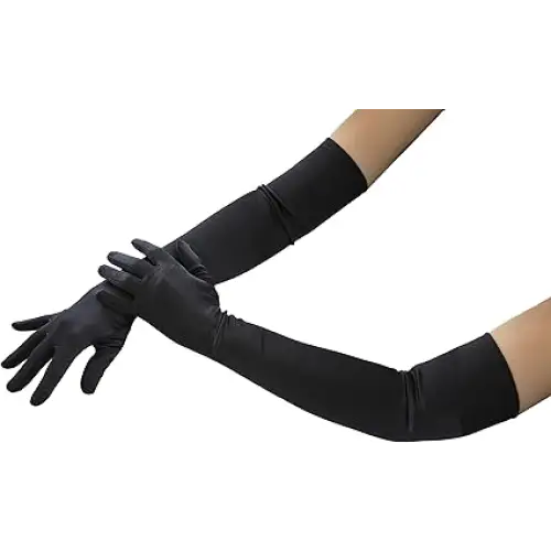 4E’s Novelty 21’’ Black Satin Gloves - Long Opera Gloves for Women Flapper Costume & Formal Wear