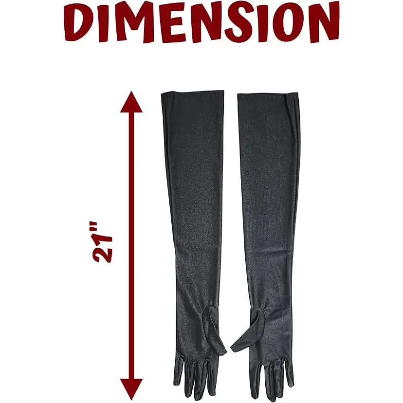 4E’s Novelty 21’’ Black Satin Gloves - Long Opera Gloves for Women Flapper Costume & Formal Wear