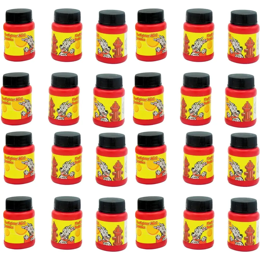 24 Mini Bubbles Bottles Bulk - for Firefighter, Paw Dog Patrol Party Favors - Firefighter Party Supplies, Fire Truck Theme Goodie Bag Fillers for Kids Birthday by 4E's Novelty
