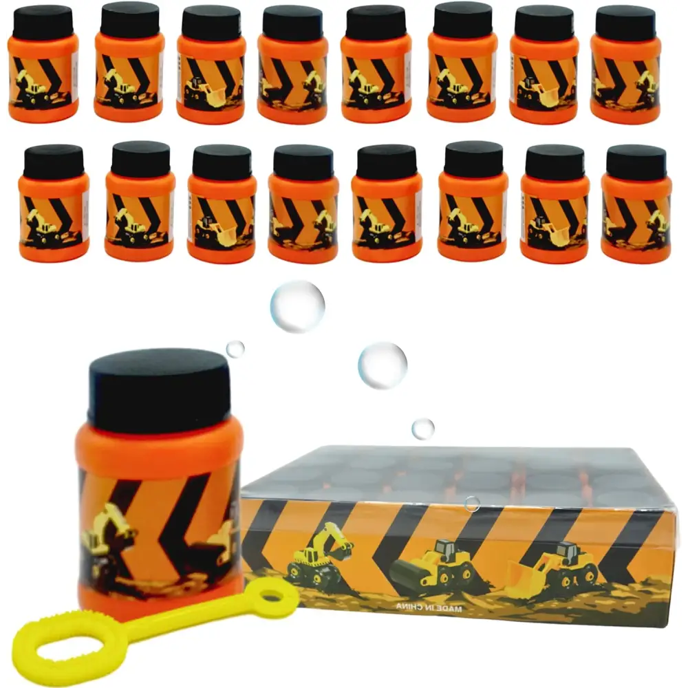 24 Pack Construction Themed Mini Bubbles Party Favors for Kids 1 FL oz. Construction Birthday Party Supplies, Dump Truck Decorations, Goodie Bag Fillers, Bulk Bubble Bottles for Kids Summer Toys