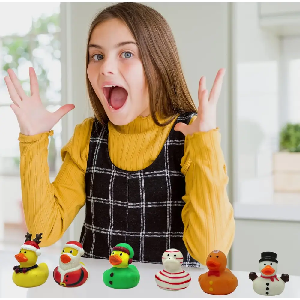 4E’s Novelty 24 Pack 2.5’’ Christmas Rubber Ducks Bulk - Holiday Fun Rubber Duckies for Jeeps & Bath Time