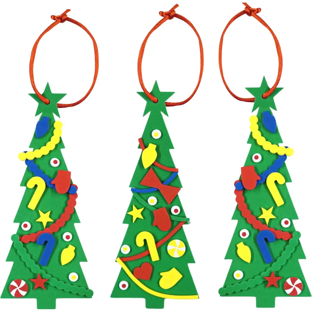 4E’s Novelty 24 Pack Christmas Tree Craft Kit - Individually Wrapped Ornament Decorating Kit for Kids 3-12 Self