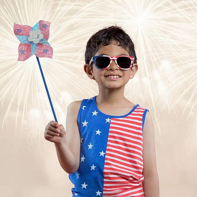 4E’s Novelty 24 Pack DIY Pinwheels Craft for Kids Bulk Summer Pinwheel