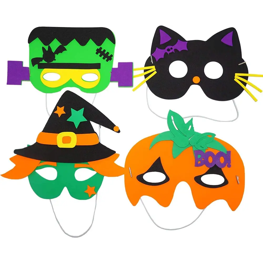 4E’s Novelty 24 Pack Halloween DIY Mask Craft Kit – Foam Crafts for Kids Ages 3 + Party & Classroom Fun - Arts & Crafts