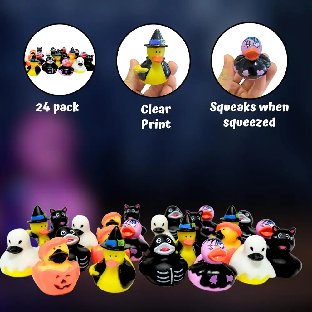 4E’s Novelty 24-Pack Halloween Rubber Ducks – Assorted Jeep Ducking Toys & Party Favors