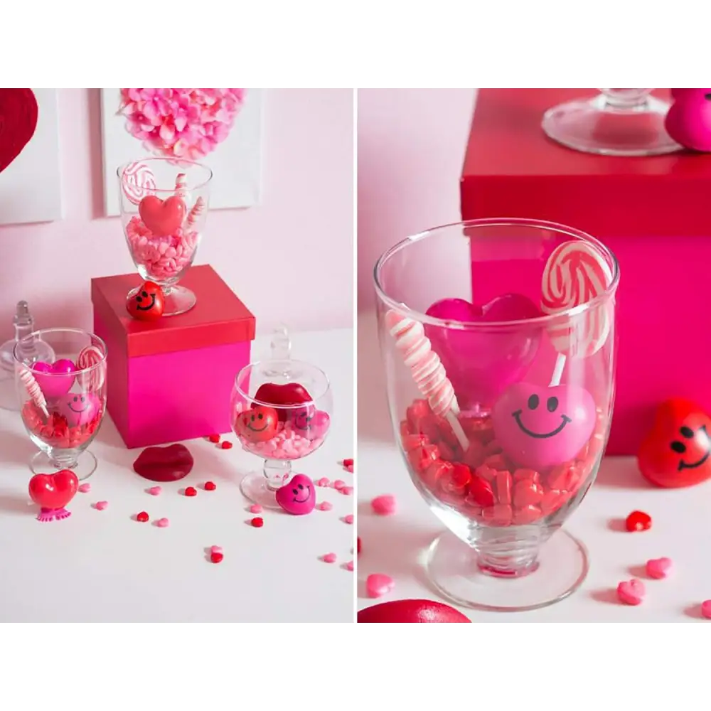 4E’s Novelty 24-Pack Heart Stress Balls – 1.5” Mini Red Heart Stress Balls for Valentines Day