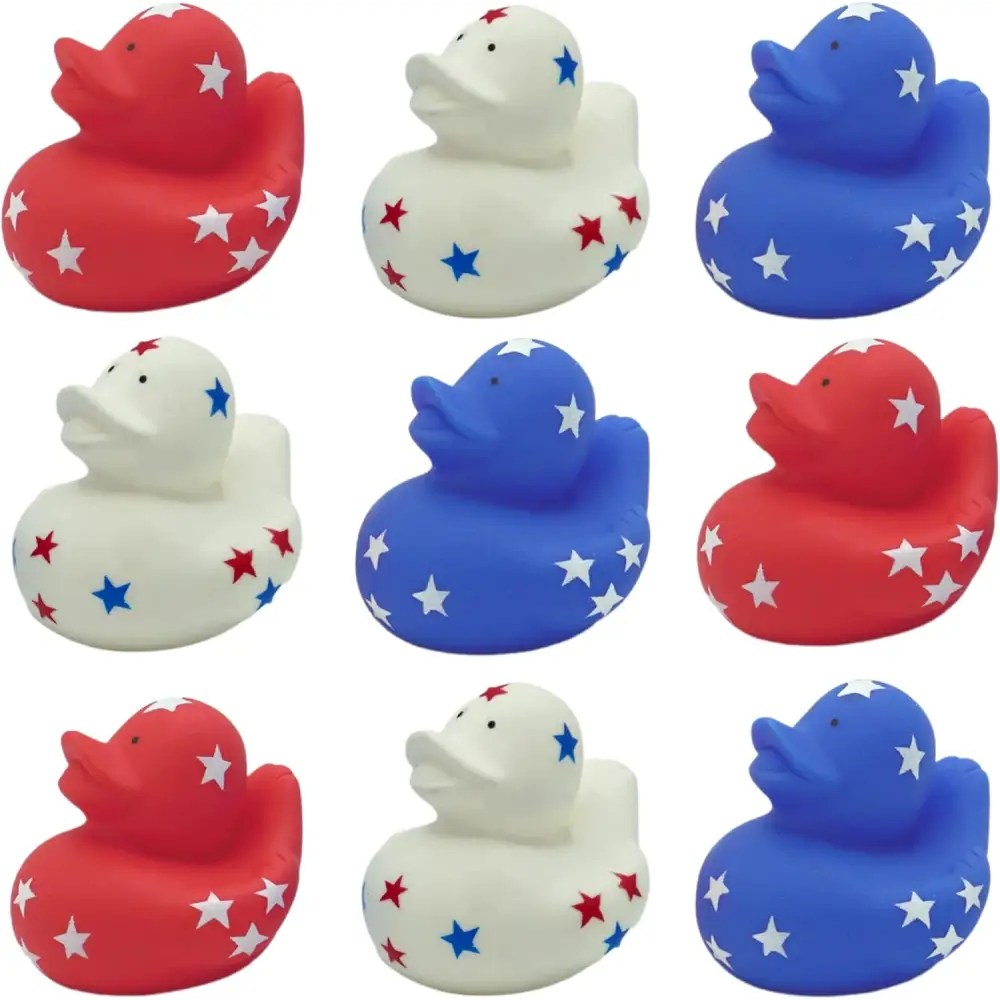 4E’s Novelty 24 Pack Patriotic Rubber Ducks – Jeep Ducks for Ducking Party Favors