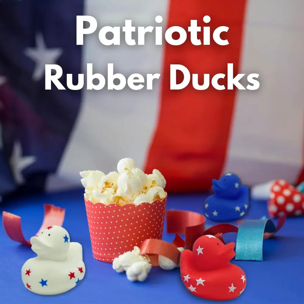 4E’s Novelty 24 Pack Patriotic Rubber Ducks – Jeep Ducks for Ducking Party Favors