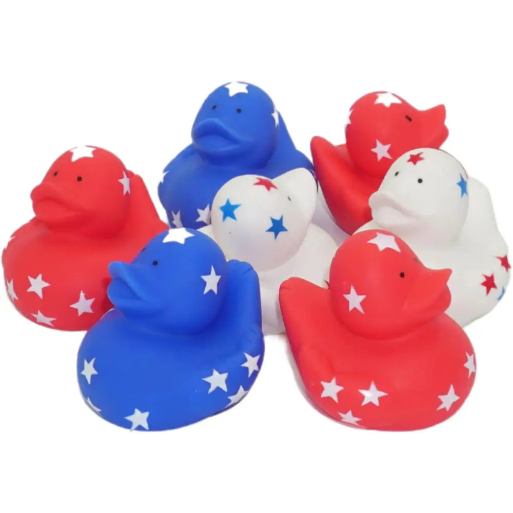 4E’s Novelty 24 Pack Patriotic Rubber Ducks – Jeep Ducks for Ducking Party Favors