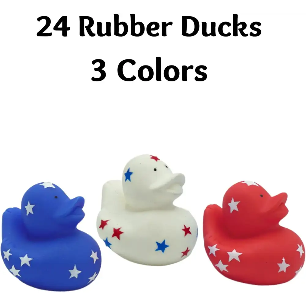 4E’s Novelty 24 Pack Patriotic Rubber Ducks – Jeep Ducks for Ducking Party Favors