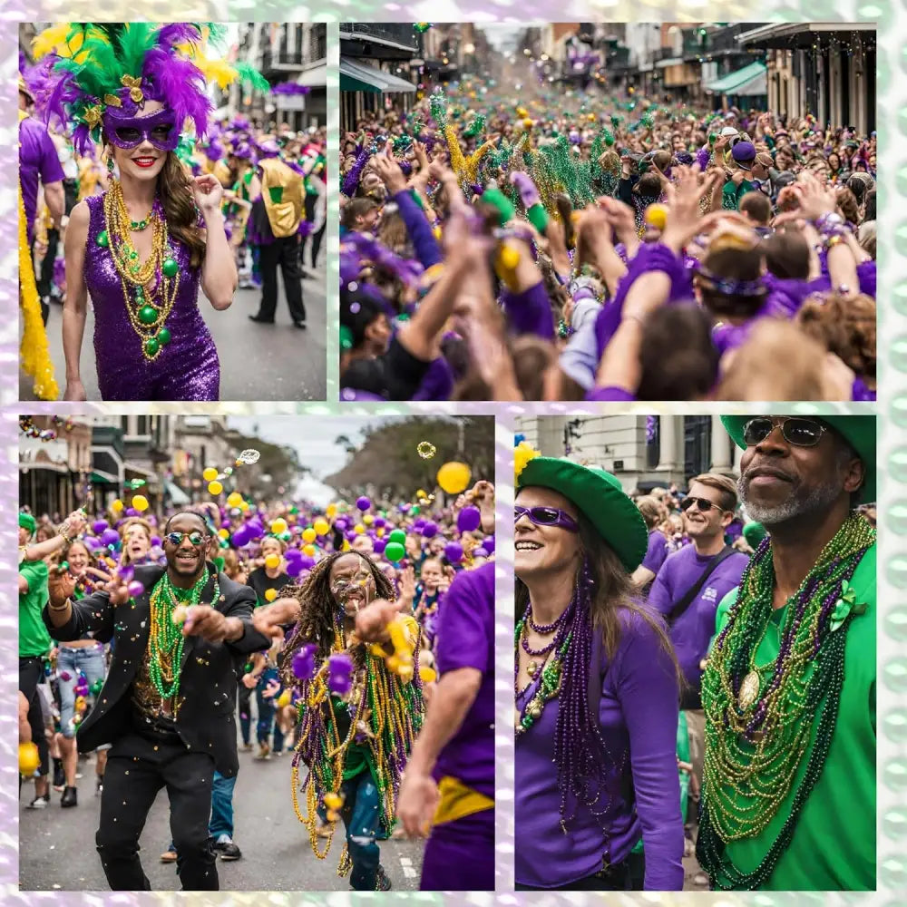 4Eโs Novelty 24-Pack Purple Green & Gold Bead Necklaces Mardi Gras Party Supplies