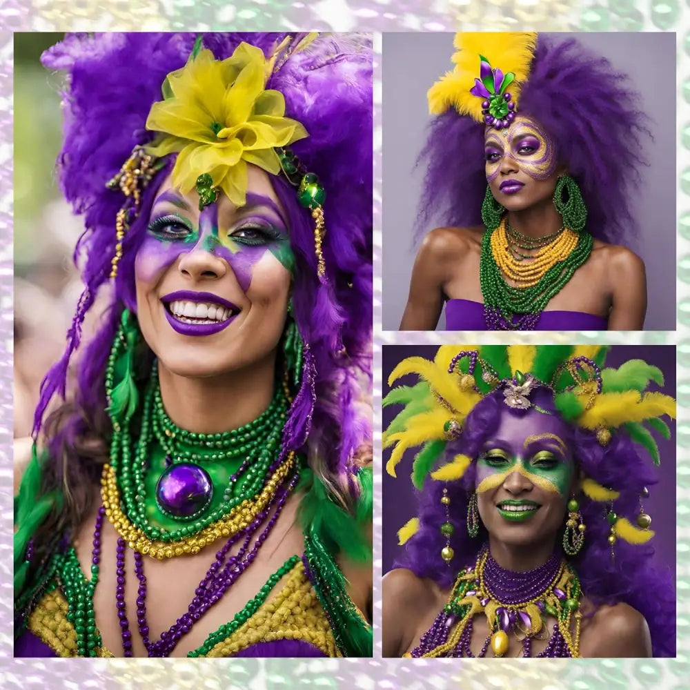 4Eโs Novelty 24-Pack Purple Green & Gold Bead Necklaces Mardi Gras Party Supplies