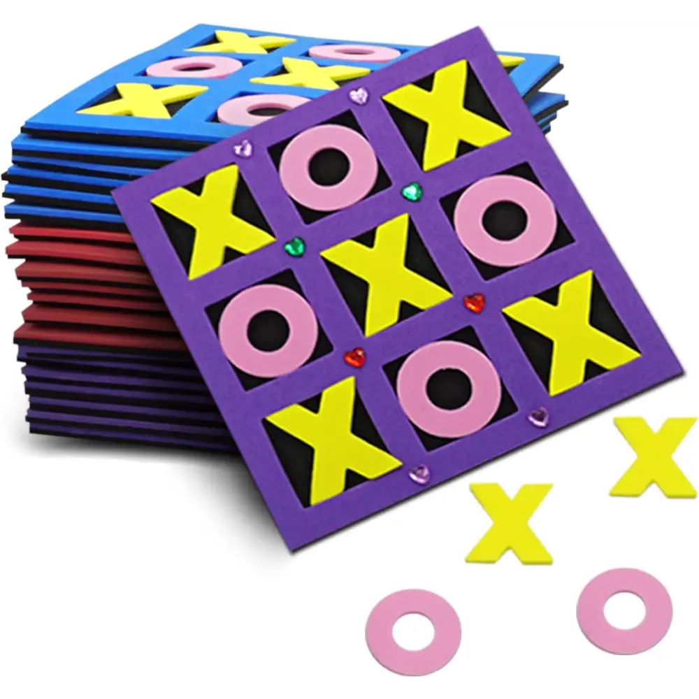 4E’s Novelty 24 Pack Tic Tac Toe Game – Kids Valentine’s Gifts Classroom Exchange Party Favors
