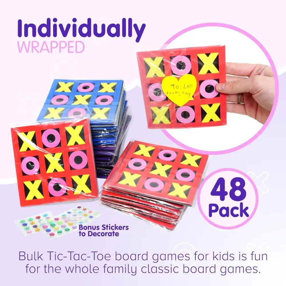 4E’s Novelty 24 Pack Tic Tac Toe Game – Kids Valentine’s Gifts Classroom Exchange Party Favors