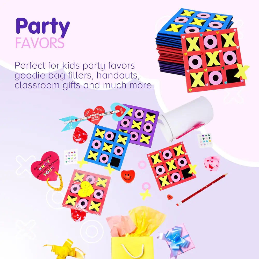 4E’s Novelty 24 Pack Tic Tac Toe Game – Kids Valentine’s Gifts Classroom Exchange Party Favors