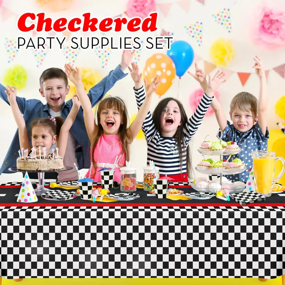 4E’s Novelty 24 Pcs Checkered Party Supplies and Accessories For Different Special Occasions
