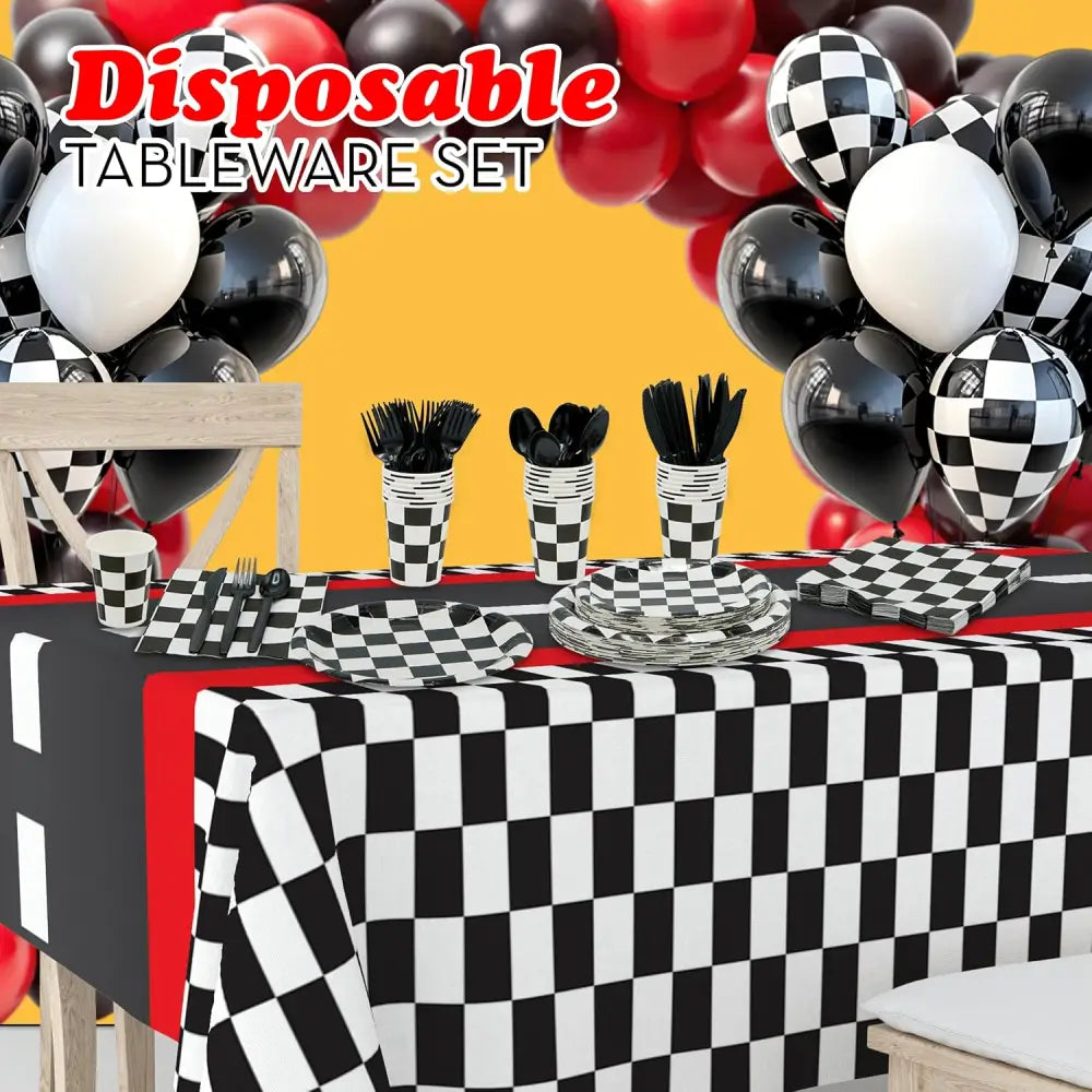 4E’s Novelty 24 Pcs Checkered Party Supplies and Accessories For Different Special Occasions