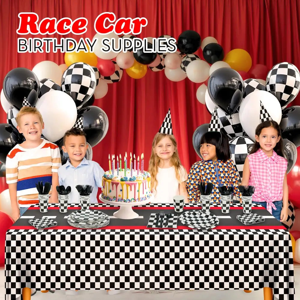 4E’s Novelty 24 Pcs Checkered Party Supplies and Accessories For Different Special Occasions