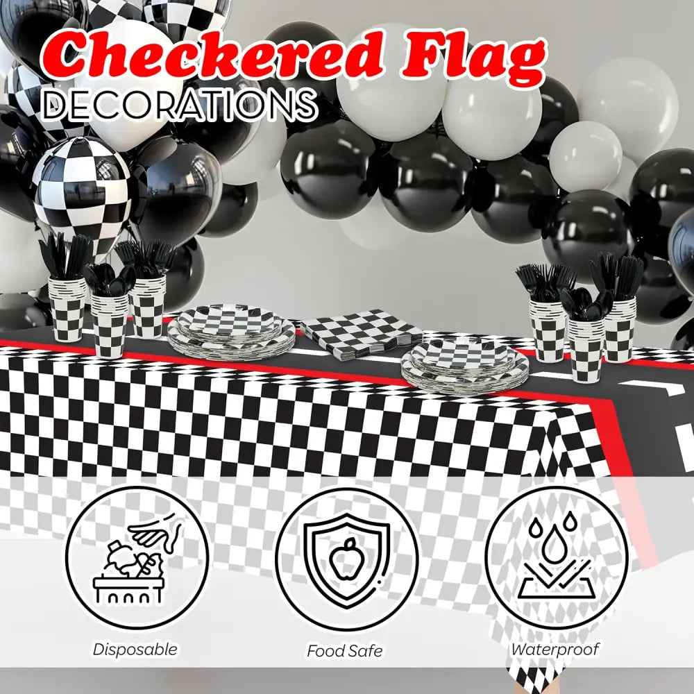 4E’s Novelty 24 Pcs Checkered Party Supplies and Accessories For Different Special Occasions
