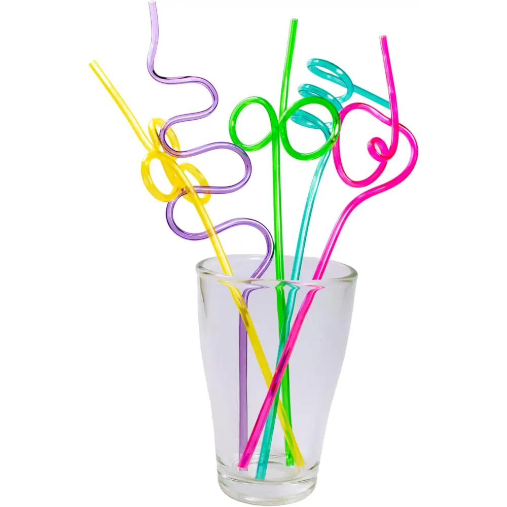 4E’s Novelty 24 Pcs Reusable Twisty Straws – Colorful BPA-Free Crazy Straws for Kids & Adults