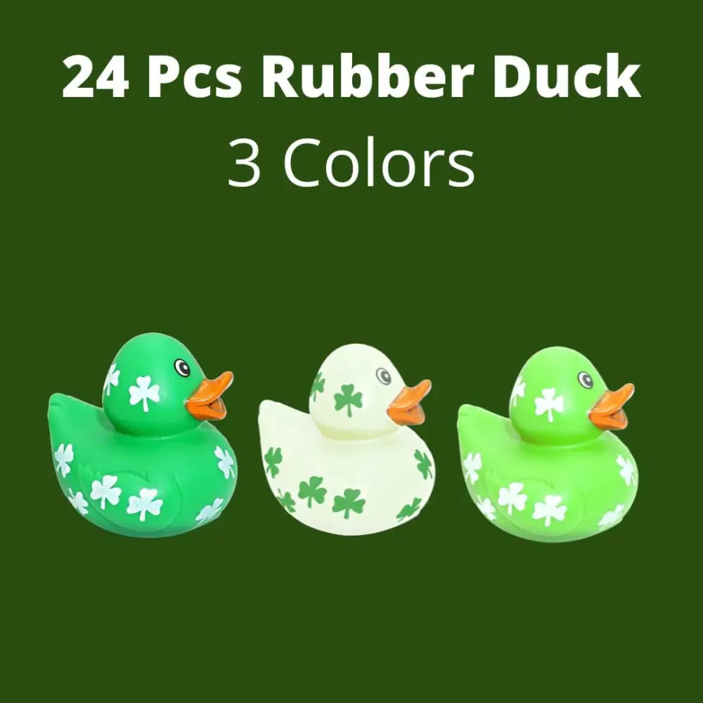 4E’s Novelty 24 Pcs St. Patrick’s Day Rubber Ducks – Shamrock Duckies Bulk Party Favors for Kids