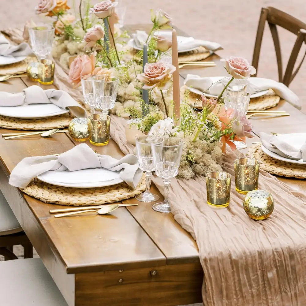 4E’s Novelty 24-Piece Gold Mercury Glass Votive Candle Holders – Elegant Centerpieces for Weddings Parties & Home Décor