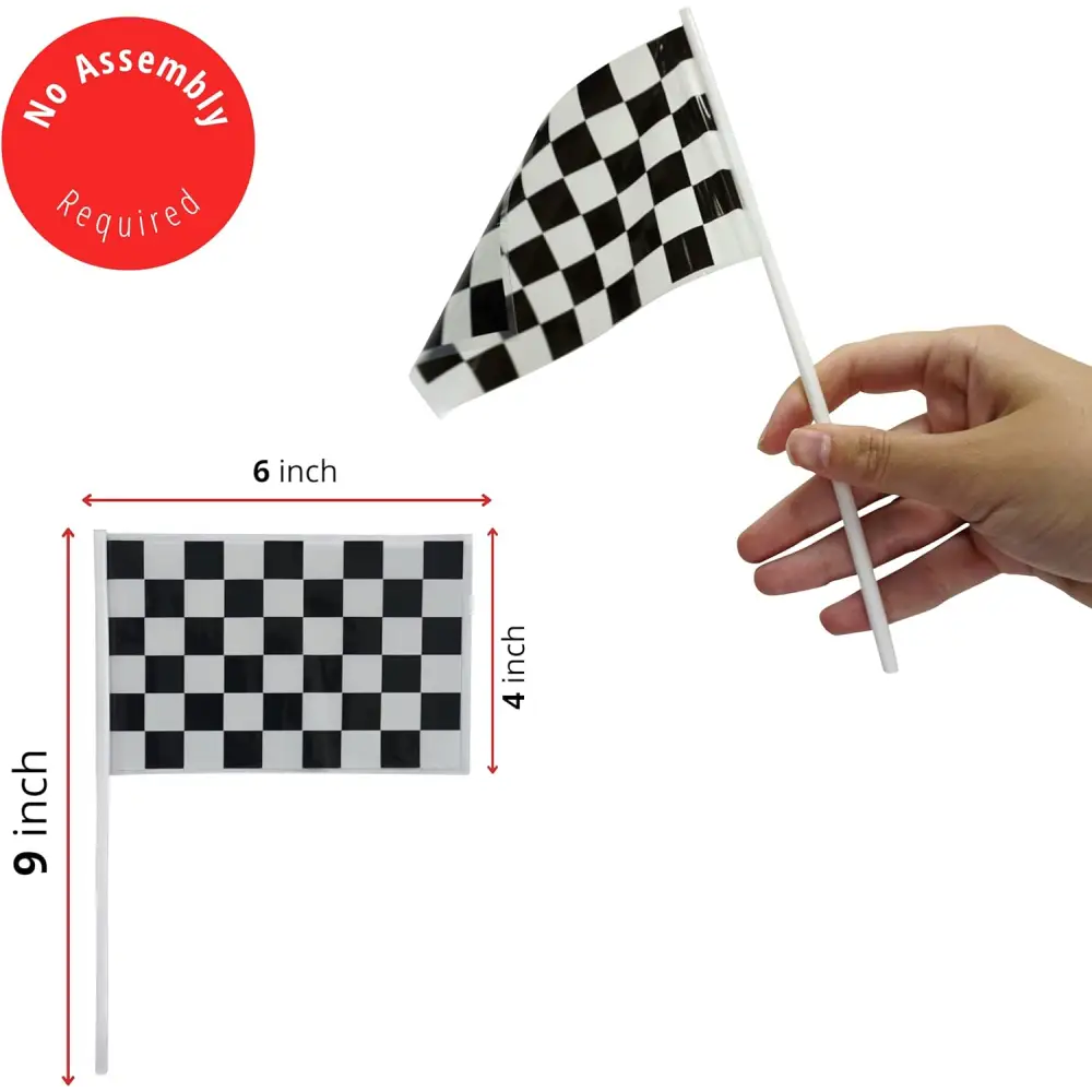 4E’s Novelty 24 Race Car Popcorn Boxes w/ Checkered Flags – Car Party Decorations