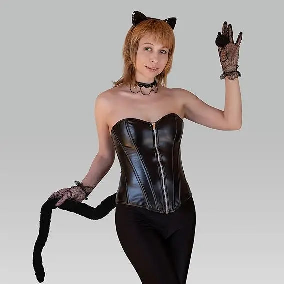 4E’s Novelty 25” Black Furry Tail Costume - Adjustable Black Cat Tail for Adult Women & Kids Girls Cat Tail
